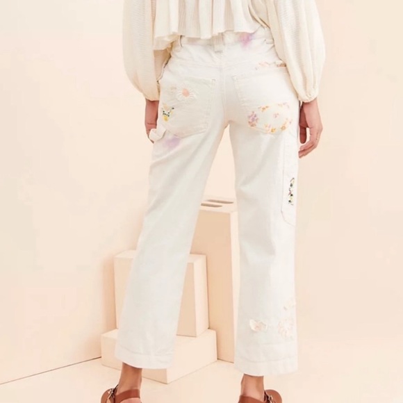 WE THE FREE Free People Love Alive Boyfriend Jeans Patchwork Dye Carpenter Pants - Picture 3 of 13